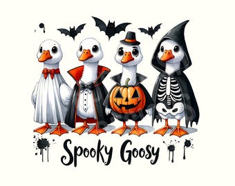 Oca spettrale PNG, Oca divertente di Halloween PNG, Oca in costume di Halloween con disegno a sublimazione, Orrore carino PNG, Download digitale di Oca spettrale