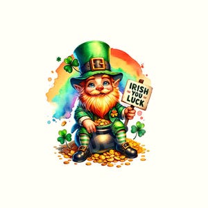 Watercolor Saint Patricks Gnome Clipart, St Patrick Day Clipart, Gnomes Png, Fantasy Clipart, St Patricks, St Patricks day, Sublimation