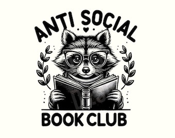 Club de lectura antisocial PNG, Club de lectura, Amante de los libros, Libro Png, Lectura Png, Descarga digital, Diseño digital literario, Regalo para amantes de los libros, Camiseta con libros