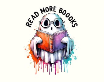 Halloween Png, Halloween Shirt, Halloween Clipart, Ghost Png, Cute ghost Png, Ghost reading png,Digital Download,Book lover,Book Png,Bookish