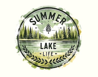Summer Lake Life Retro Png Design, Spring Outdoors Sublimation Digital Download, Trendy Summer Lake Camping Digital Design