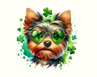 St patricks Tag Png, St Patricks, Yorkie, Yorkie Geschenke, St. Patricks Day Shirt, Hunde-Shirt, Kleeblatt, Png, Sublimationsdesign, digitaler Download