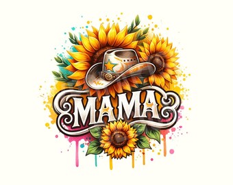 Western Country Mama Sunflower Png Clipart, Digital Design