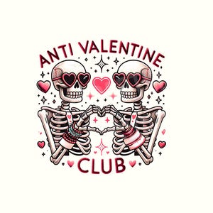 Anti Valentine Club Png, Funny Valentine&#39;s Png, Valentine&#39;s Day, Sublimation Design,Digital Design,Valentine Png,Skeleton Png,Valentines Png