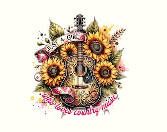Solo una chica que ama la música country, Southern Png, Country Png, Sublimación de música country, Sublimación de lazo, Diseño de camiseta, Sudadera Png