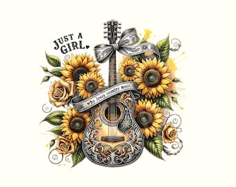 Solo una chica que ama la música country, Southern Png, Country Png, Sublimación de música country, Sublimación de lazo, Diseño de camiseta, Sudadera Png