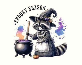 Spooky season Png, Witch Png, Raccoon, Raccoon Shirt, Halloween Png,Halloween Shirt,Halloween Clipart,Spooky Vibes,Digital Download,Fall Png