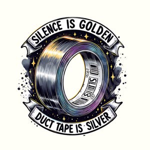 Silence is Golden Sarcastic Png Duct Tape is Silver Snarky Funny Sarcasm Png Funny Png Adult Humor Png Retro design Png