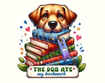 Bookish Png, Book Png, Funny Png, Book lover, Digital Download, Bookish Digital Design, Book lover gift, Book Shirt, Reader, Dog Png