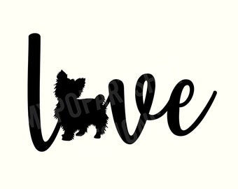 Yorkie Love SVG Cut File, Yorkie Mom SVG, Yorkie Svg, Yorkshire Terrier SVG, Instant Download, Dog Svg