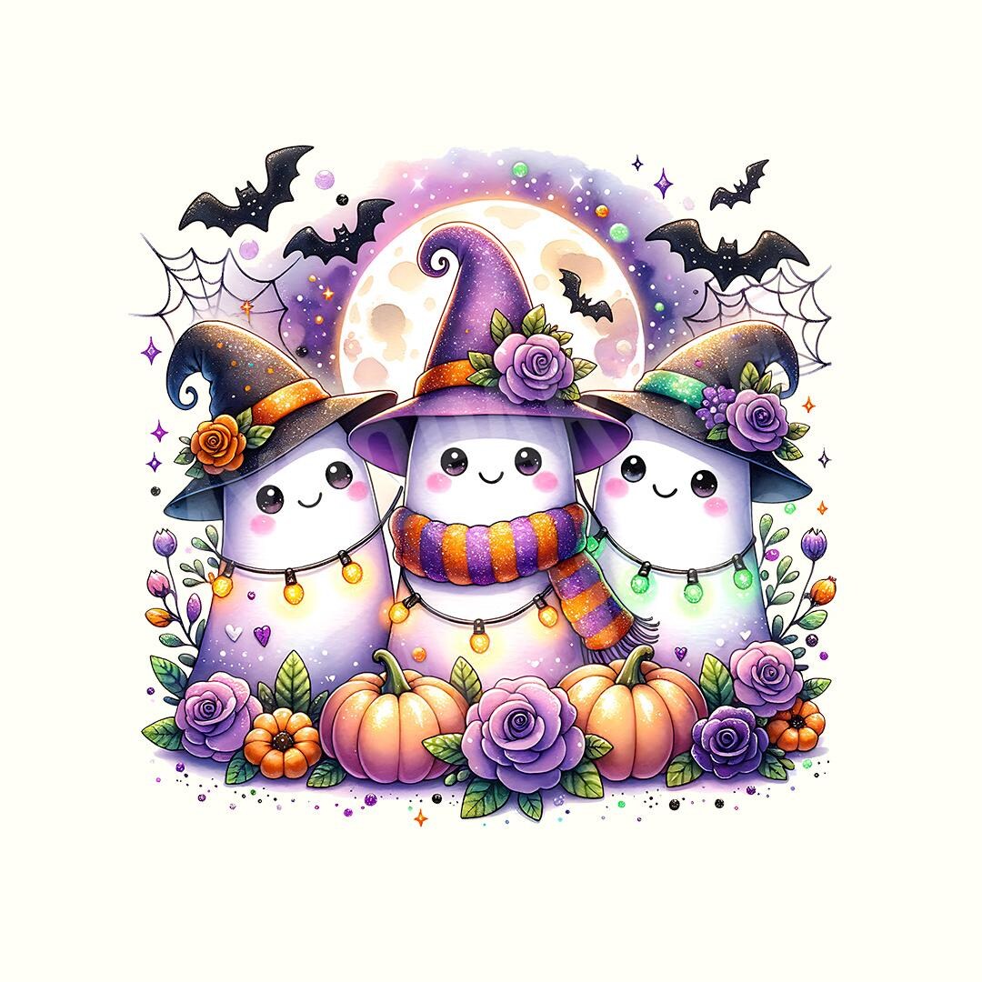 Cute Ghost Halloween PNG, Floral Ghost Sublimation Design, Fall PNG ...