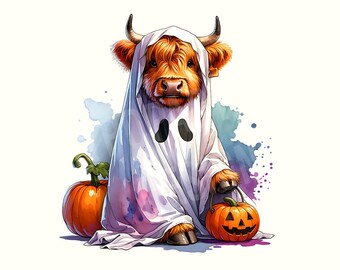 Highland Kuh Png, Halloween Png, Halloween Geist Png, Halloween Shirt, Halloween Clipart, Sublimation, niedlicher Geist Png, digitaler Download, Geist Png