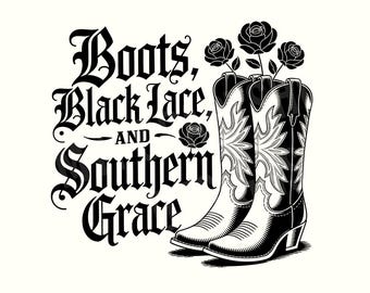 Yallternative, Spooky, Goth, Gothic, Southern Gothic, Cowgirl boots, Halloween Png, Halloween Shirt, Digital Download, Gothic Png,