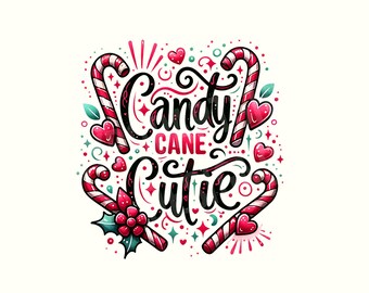 Candy Cane Cutie PNG: Girly Christmas Design (Digital Download)