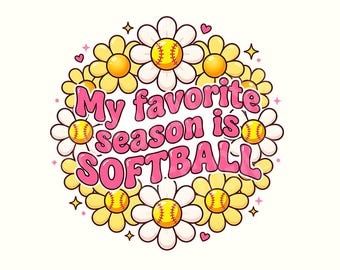 My Favorite Season is Softball Png, Game Day Trendy PNG (Digital Download)