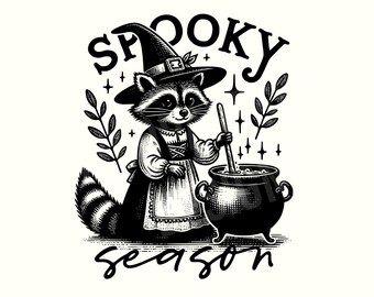 Spooky season Png, Witch Png, Raccoon, Raccoon Shirt, Halloween Png,Halloween Shirt,Halloween Clipart,Spooky Vibes,Digital Download,Fall Png