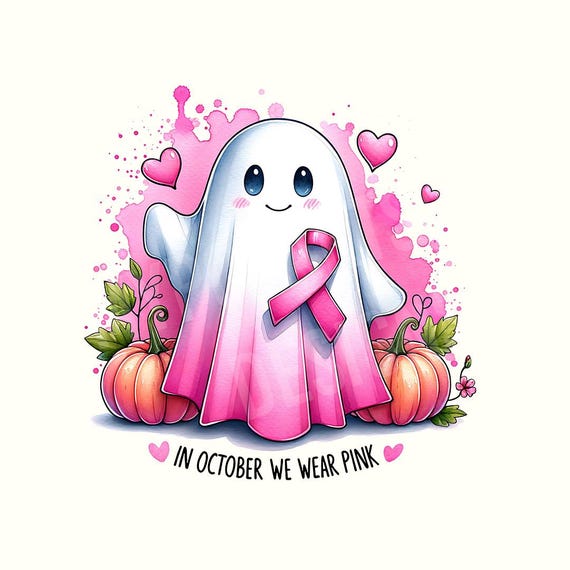 In October we wear pink ghost Png, Breast cancer Png, Breast cancer Shirt, Sublimation, Ghost Png,Cancer Png,Halloween Png,Halloween Clipart
