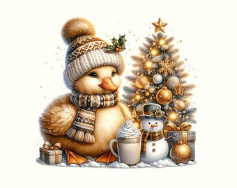 Clipart anatra di Natale, PNG di Natale, PNG anatra, Clipart di Natale, anatra, maglietta anatra, maglietta di Natale, PNG invernale, download digitale