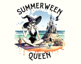 Summerween, Playa Png, Bruja Png, Brujería, Verano Espeluznante, Verano Png, Descarga Digital, Moda Png, Halloween Png, Vibraciones Espeluznantes, Gótico, Gótico