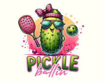 Pickle Ballin Png, Funny Pickleball PNG, Cute Pickle Ball Sublimation Design, Pickle DTF Transfer File, Dink This Shirt Digital Design