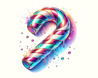 Iridescent Candy Cane Clipart, Candy Cane, Christmas Png, Christmas Png designs, Digital Download, Christmas Shirt, Christmas Clipart