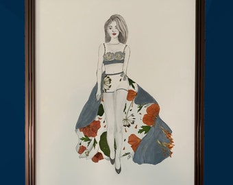 Floral Fashionista - Real Pressed Flower Art; Home Decor
