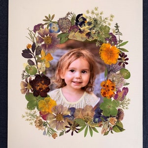 Custom Made Photo Keepsake with Real Pressed Flowers