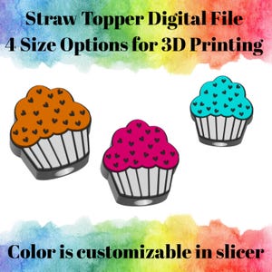 Cupcake mit Herz Straw Topper 3MF-Datei | 3D Gedruckter Stroh Topper Digitaler Download