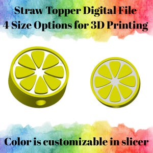 Zitronenscheibe Stroh Topper 3MF Datei | 3D Gedruckter Stroh Topper Digitaler Download