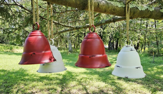 Distressed Metal Christmas Bell, Rustic Holiday Home Decor, Vintage Style Bell, Festive Ornament, Christmas Decor