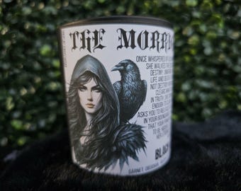 Die Morrigan Göttin Kerze | Schutz | Granat-Obsidian-Kristallkerze | Hexerei Altar Dekor | Heidnisches Geschenk