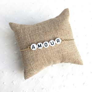 Pulsera de acero inoxidable dorada personalizable • Joyería de mujer • Idea de regalo • Regalo de Navidad • Cumpleaños • Modelo LOVE