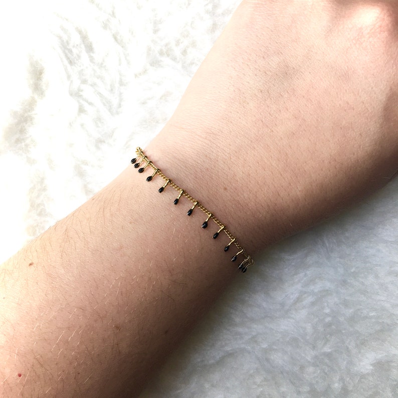 Gold Stainless Steel Bracelet With Enameled Drops Women's Jewelry Gift