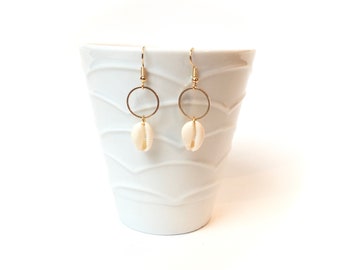 Stainless steel and natural shell earrings • Gift idea • Women's jewelry • Mother's Day • Birthday • Bootes model