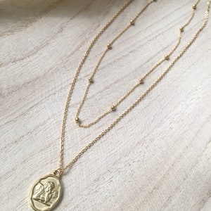 Collier chaîne dorée acier inoxydable pendentif ange collier double-rang Idée cadeau Bijoux femmes Fête des mères Modèle Gabriel image 2