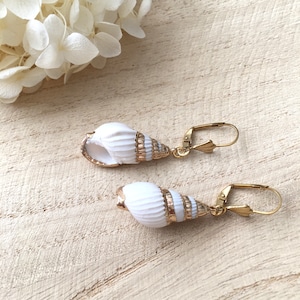 AVA earrings - Gold hook in stainless steel and gold shell - gift idea for women - Christmas gift idea