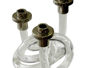 Lucite Pretzel Candelabra by Dorothy Thorpe