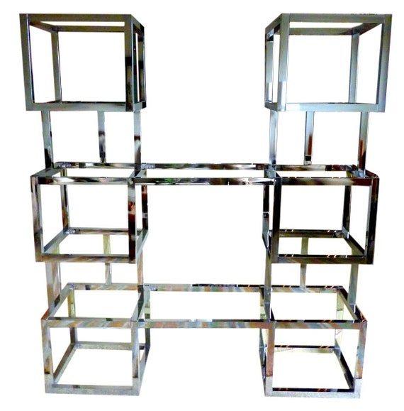 Milo Baughman Style Chrome and Glass Etagere Etsy UK