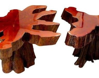 Zwei Live Edge Zypressentische