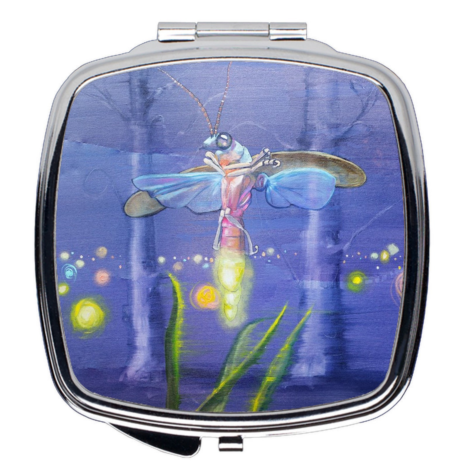 Espejos compactos adornados con luciérnagas que iluminan la | Etsy