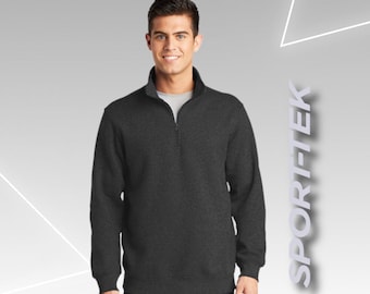 Men's Quarter Zip Sweatshirt with Personalized Business Logo, Custom Text, Corporate Sweater, Custom Quarter Zip Pullover