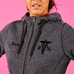 Personalized Nurse Hoodie - New Era Womens Full-Zip Medical Heavy Duty RN Coat - Custom Nursing Gift for Healthcare Professionals