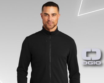 Custom Full Zip Jacket for Men, Personalized Black Jacket with Company Logo, Customizable Workwear