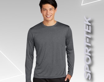 Camisa de manga comprida personalizada - Top atlético que absorve umidade, camiseta fitness personalizada, equipamento de treino para homens e mulheres
