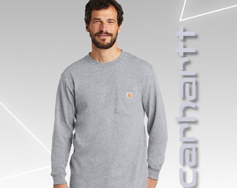 Custom Carhartt Pocket Long Sleeve T-Shirt, Personalized Workwear with Business Logo, Durable Custom Work Shirt