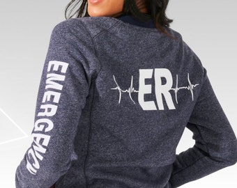 Personalized ER Nurse Jacket - Emergency Nurse Full Zip Jacket - Medical Heavy Duty Nurse RN Coat