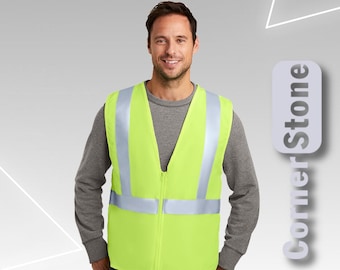 Hi Vis Safety Vest - ANSI 107 Class 2 Reflective Work Vest for Construction, Road Work & Warehouse Safety