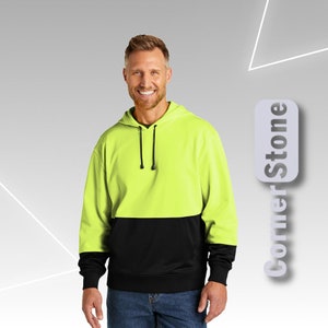 Enhanced Visibility Fleece Hoodie - Custom Cornerstone Hooded Pullover - Safety Clothing & Workwear
