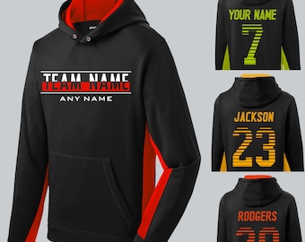 Custom Fleece Hoodie, Black & Blue Pullover, Unisex Dri Fit, School Spirit Hoodie, Personalized Sportswear