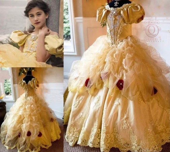 Belle Dress Girls Princess Belle Dress For Girls Disney Etsy Belle Dress Girls Princess Belle Dress For Girls Disney Etsy